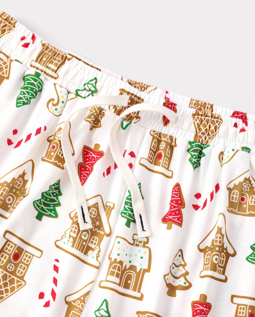 Weihnachts-Pyjamas im Familien-Partnerlook, Lebkuchenhaus- und Weihnachtsbaum-Print, Rot