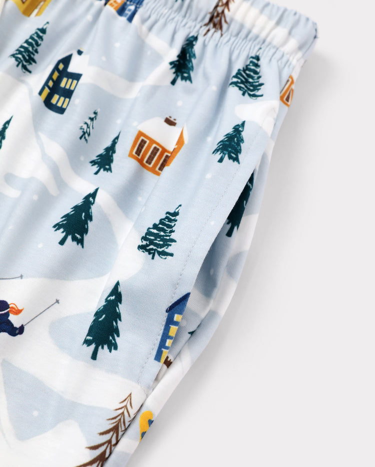 Pijamas navideños a juego para toda la familia, estampado de pueblo navideño, verde, pijamas navideños