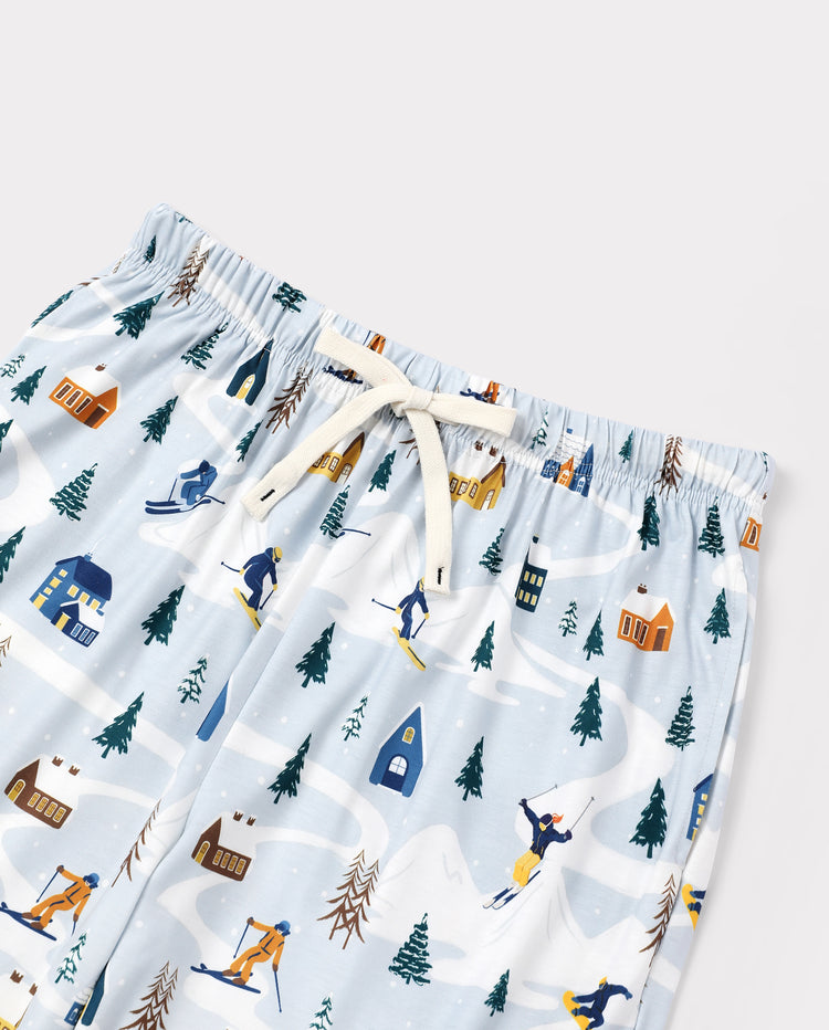 Pijamas navideños a juego para toda la familia, estampado de pueblo navideño, verde, pijamas navideños