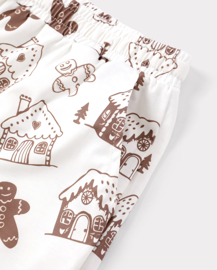 Pyjamas de Noël assortis pour toute la famille, imprimé pain d’épice, marron