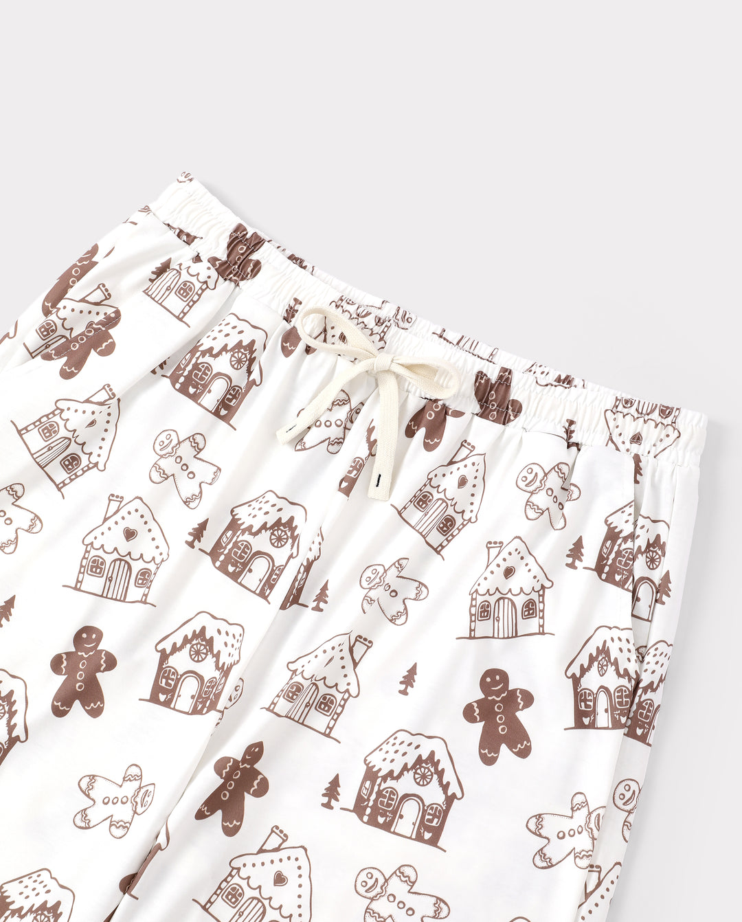 Pyjamas de Noël assortis pour toute la famille, imprimé pain d’épice, marron