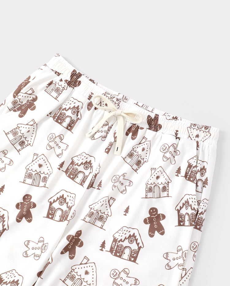 Pyjamas de Noël assortis pour toute la famille, imprimé pain d’épice, marron