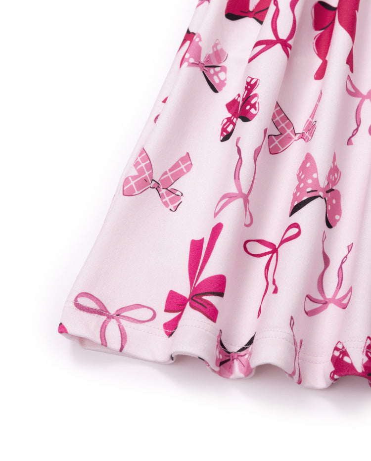 Christmas Toddler/Kids Girl Bow Flutter Sleeve Dress Pink
