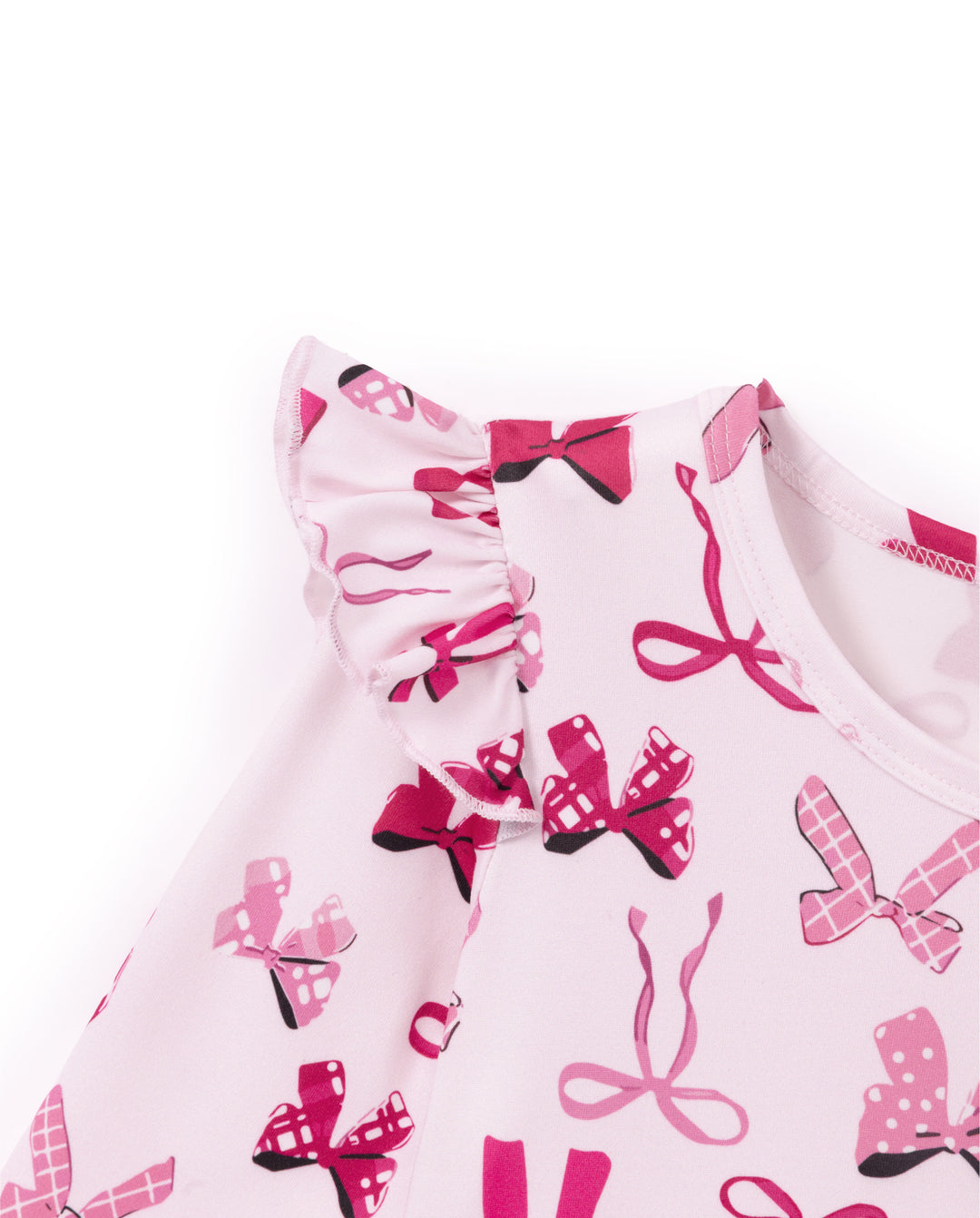 Christmas Toddler/Kids Girl Bow Flutter Sleeve Dress Pink
