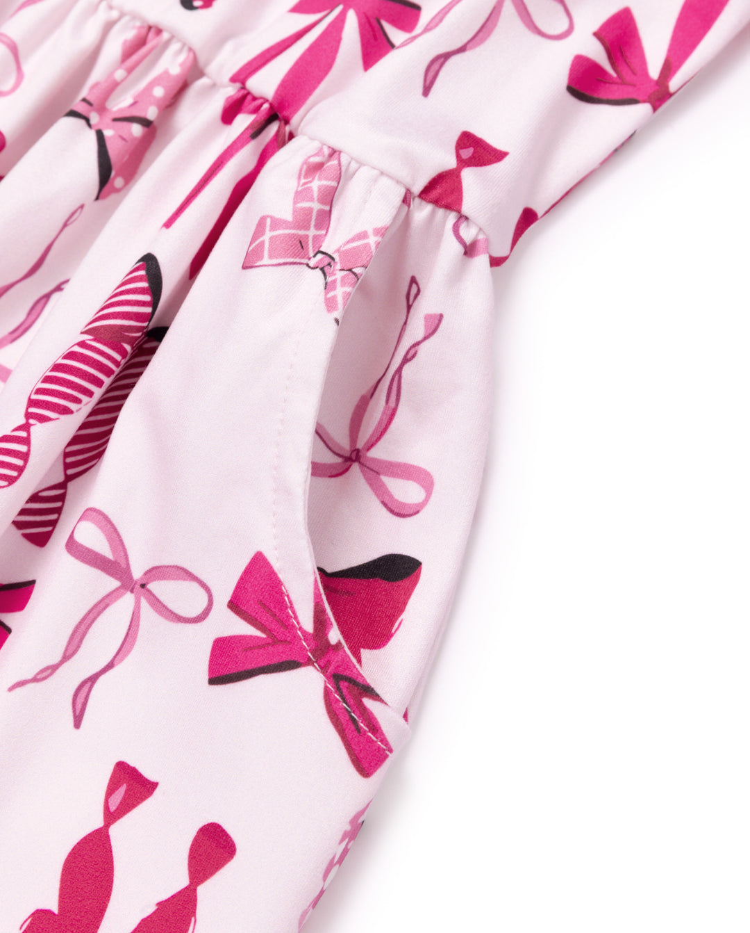 Christmas Toddler/Kids Girl Bow Flutter Sleeve Dress Pink