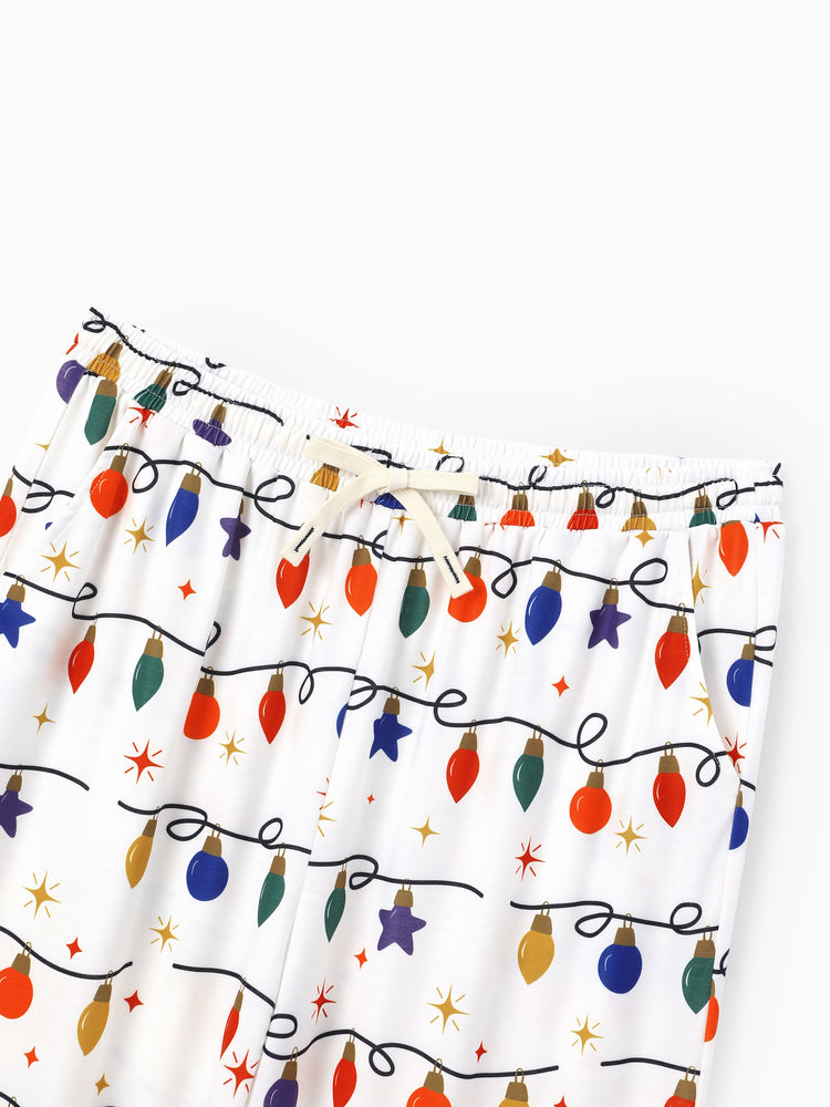 PatPat Family Matching Christmas Pajamas Christmas Lights Print White