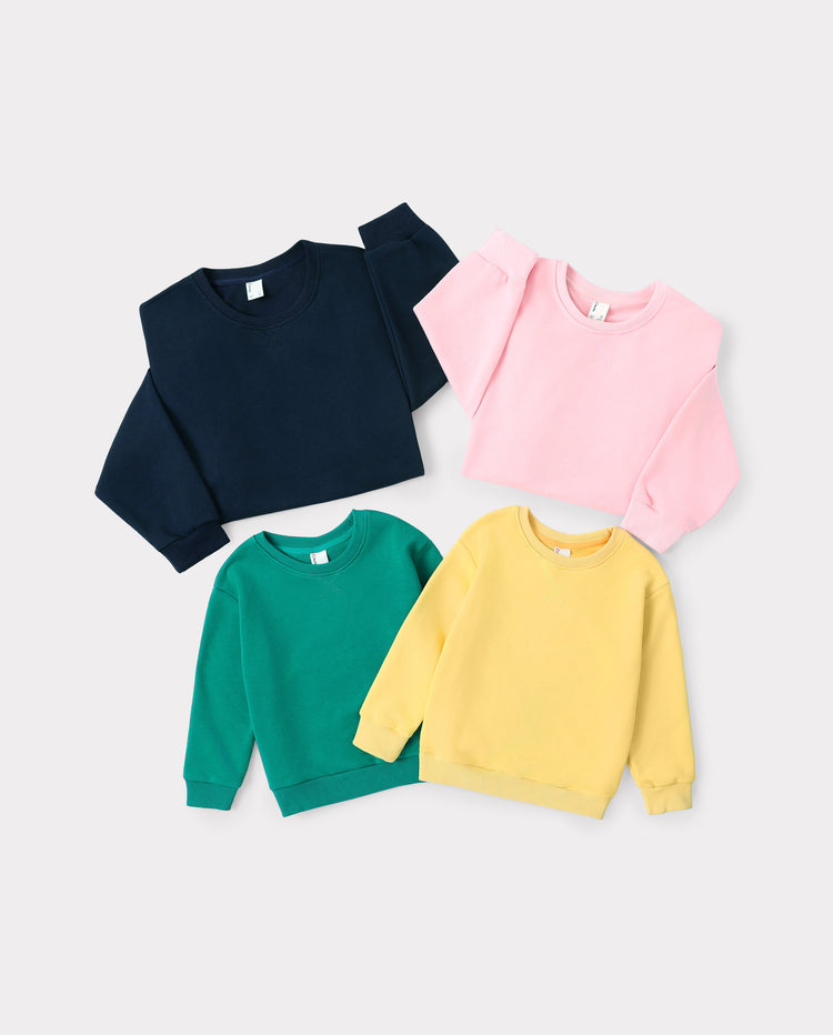 Family Matching Solid Color Crewneck Sweatshirts Multi-color