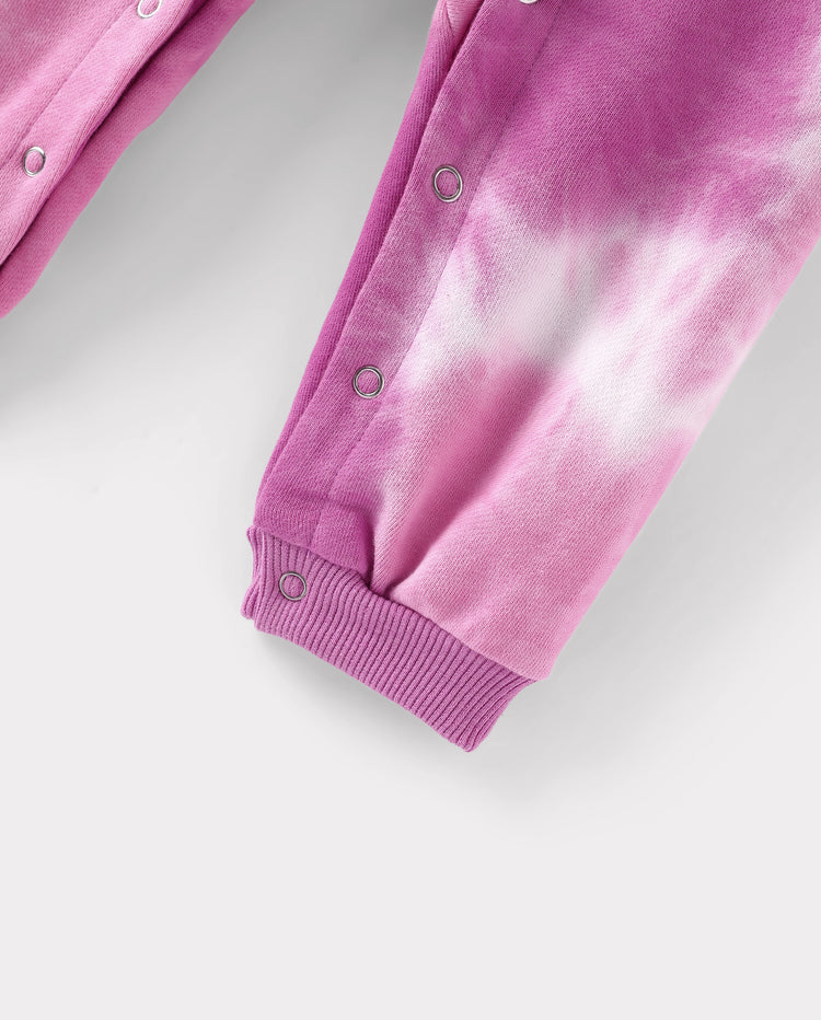 Mommy and Me Besties Tie-Dye Sweatshirts & Baby Romper Pink purple