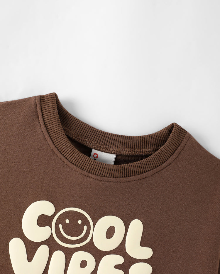 Family Matching Cool Vibes Graphic Hoodies & Sweatshirts Brown Coffee