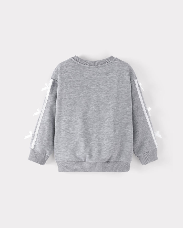 Mommy and Me Cherry Bow Crewneck Sweatshirts Grey