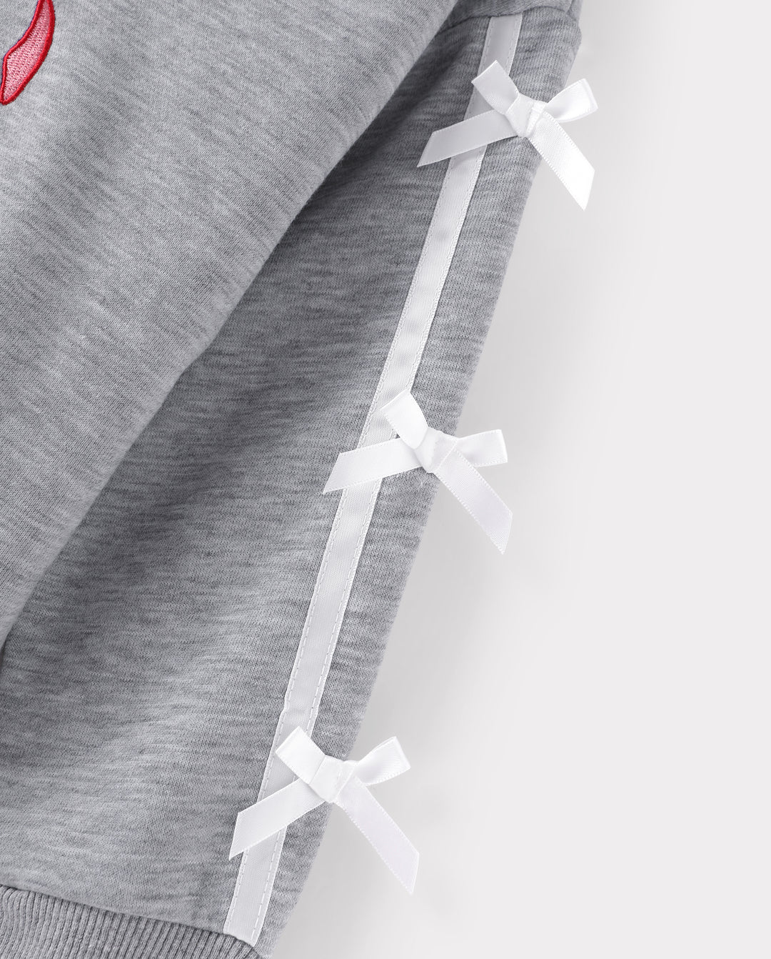 Mommy and Me Cherry Bow Crewneck Sweatshirts Grey