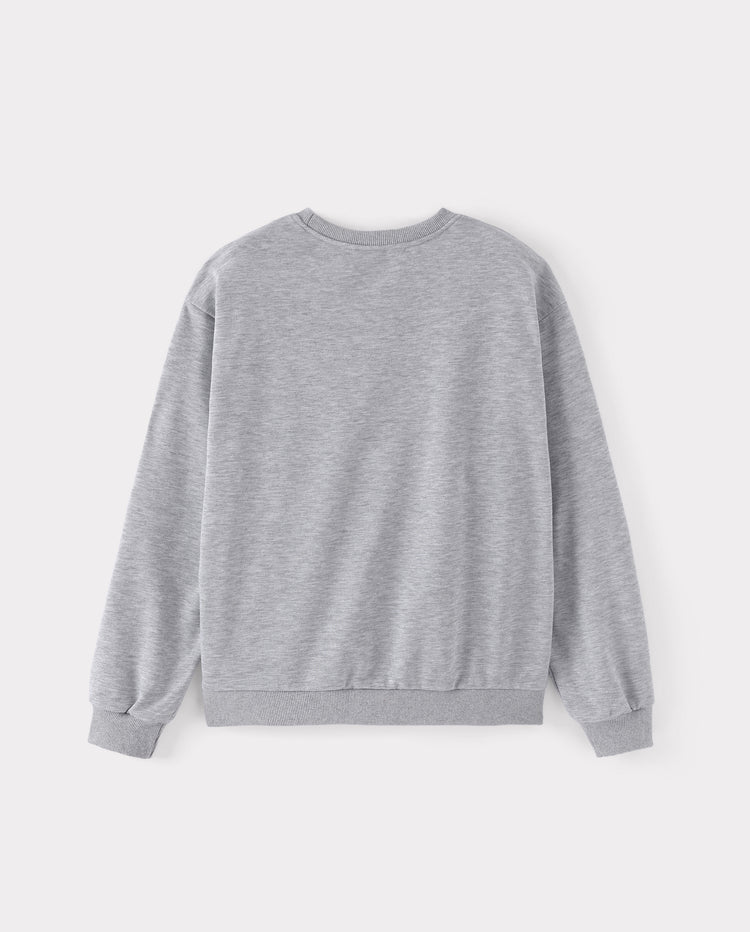 Mommy and Me Cherry Bow Crewneck Sweatshirts Grey