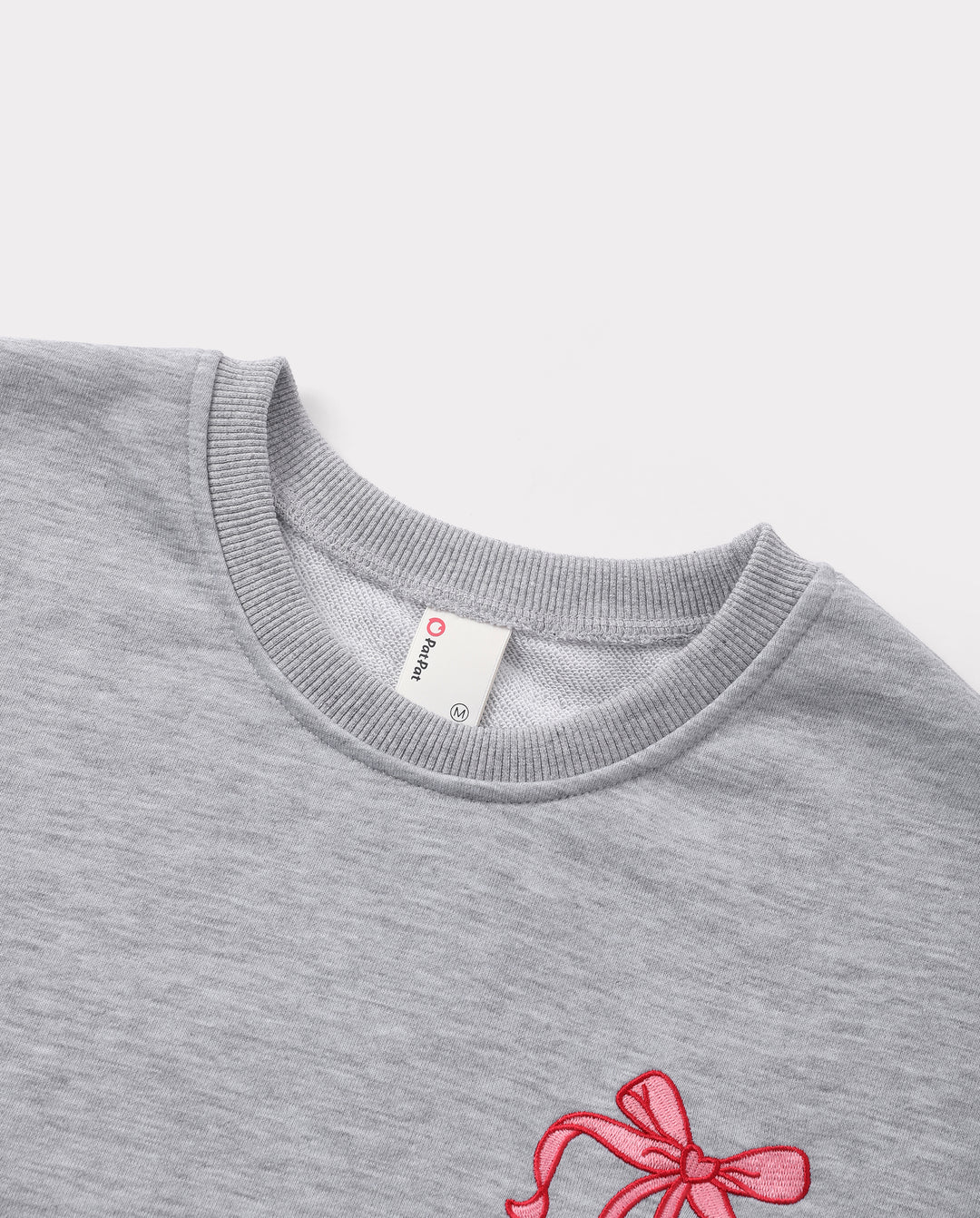 Mommy and Me Cherry Bow Crewneck Sweatshirts Grey