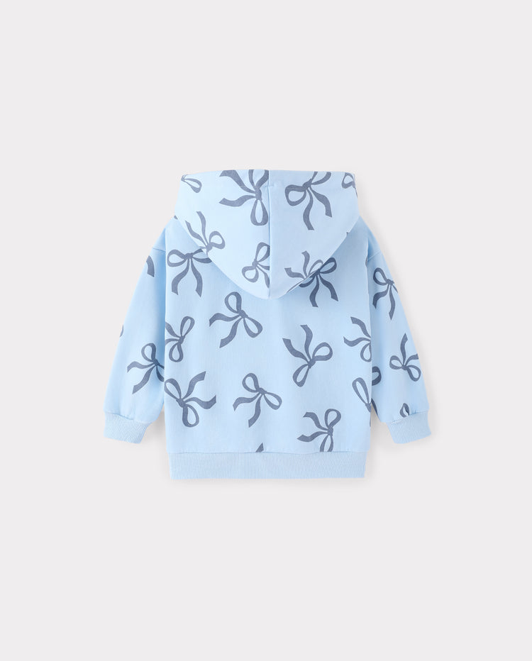 Mommy and Me Bow Print Hoodies Blue Blue