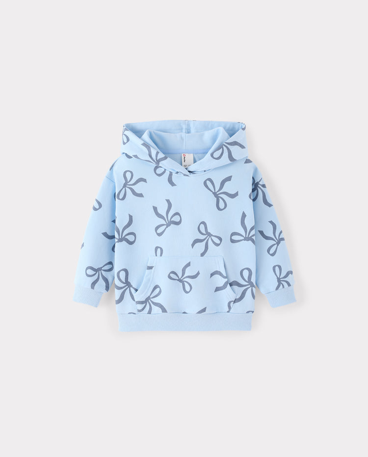 Mommy and Me Bow Print Hoodies Blue Blue