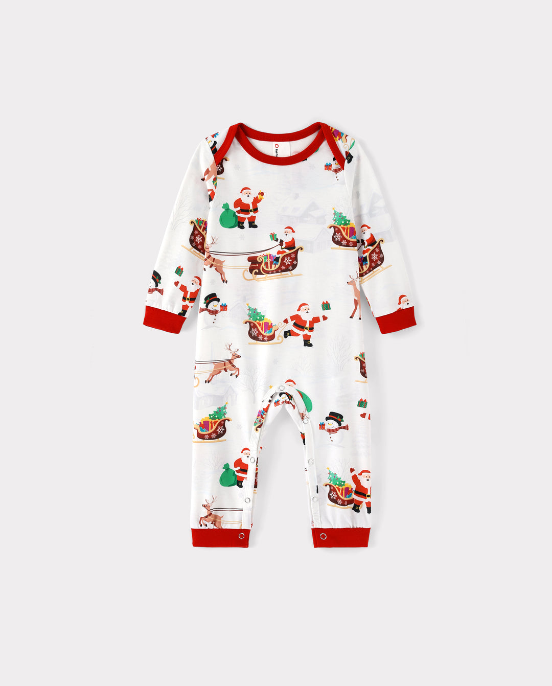 Family Matching Christmas Pajamas Reindeer & Santa Claus Print White Plus Size RED/WHITE