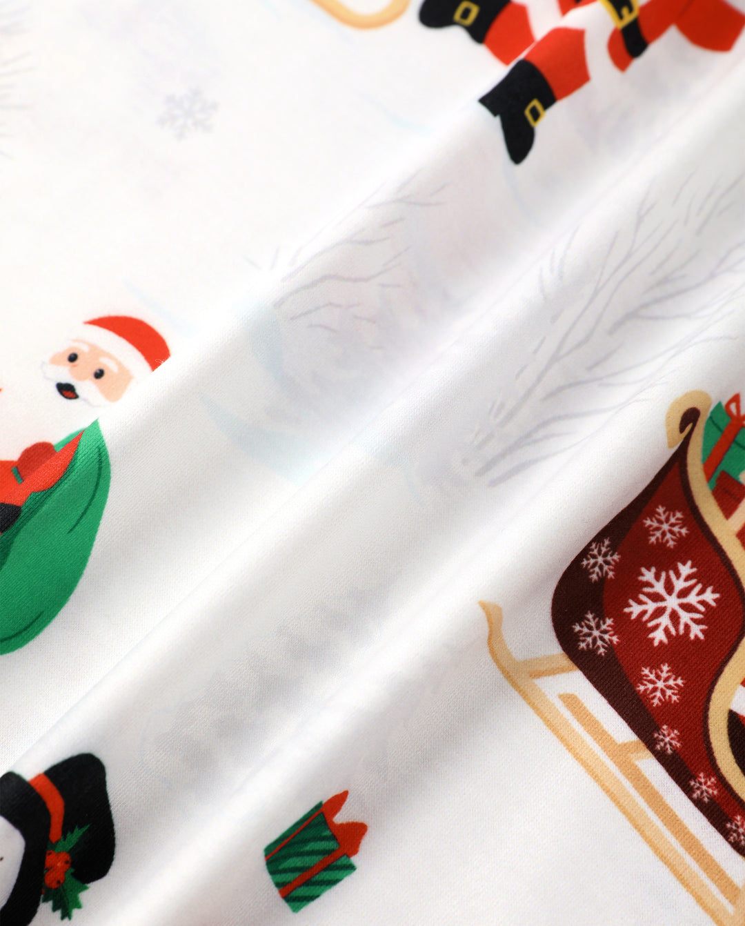 Family Matching Christmas Pajamas Reindeer & Santa Claus Print White Plus Size RED/WHITE