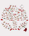 Family Matching Christmas Pajamas Reindeer & Santa Claus Print White Plus Size RED/WHITE