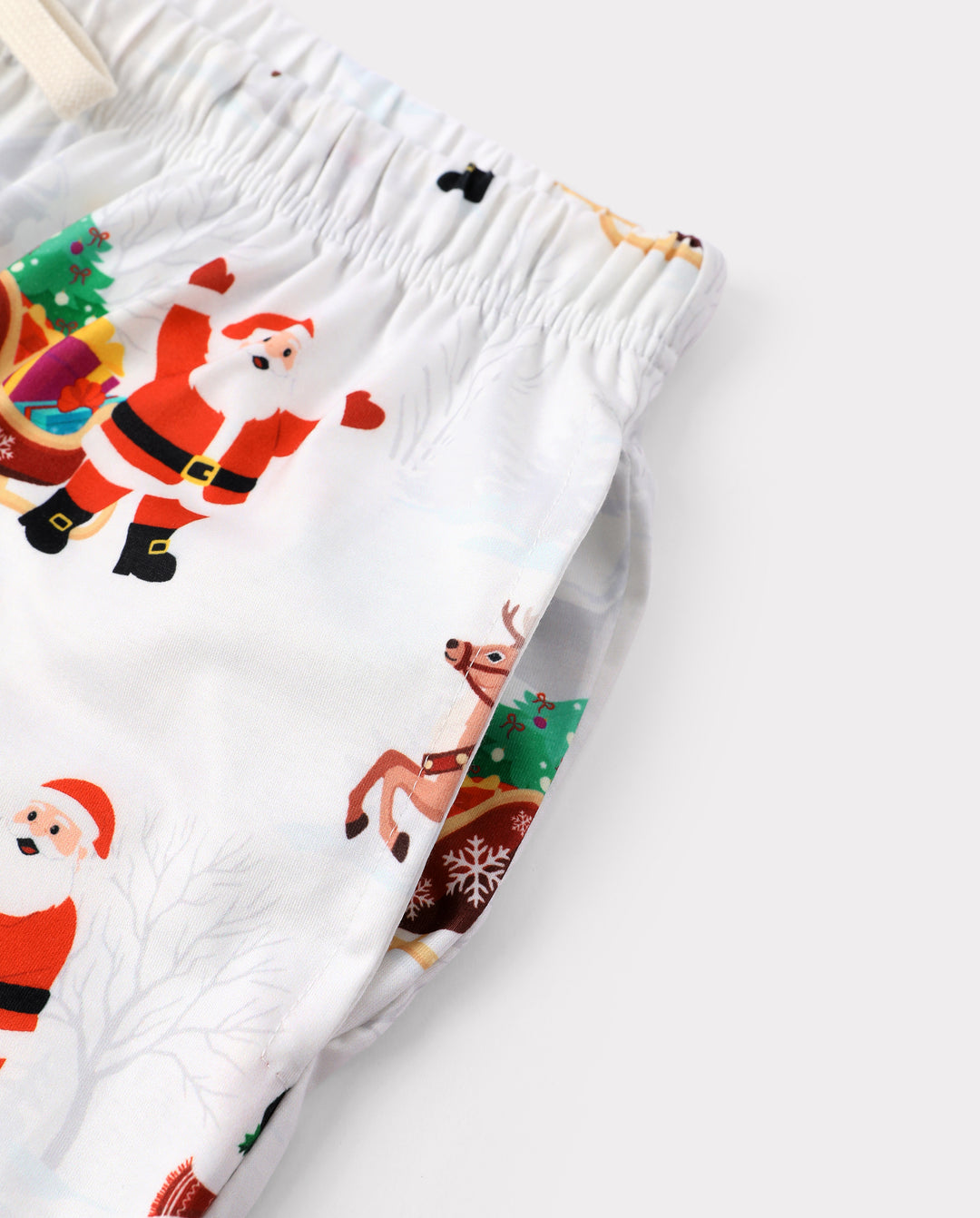 Family Matching Christmas Pajamas Reindeer & Santa Claus Print White Plus Size RED/WHITE