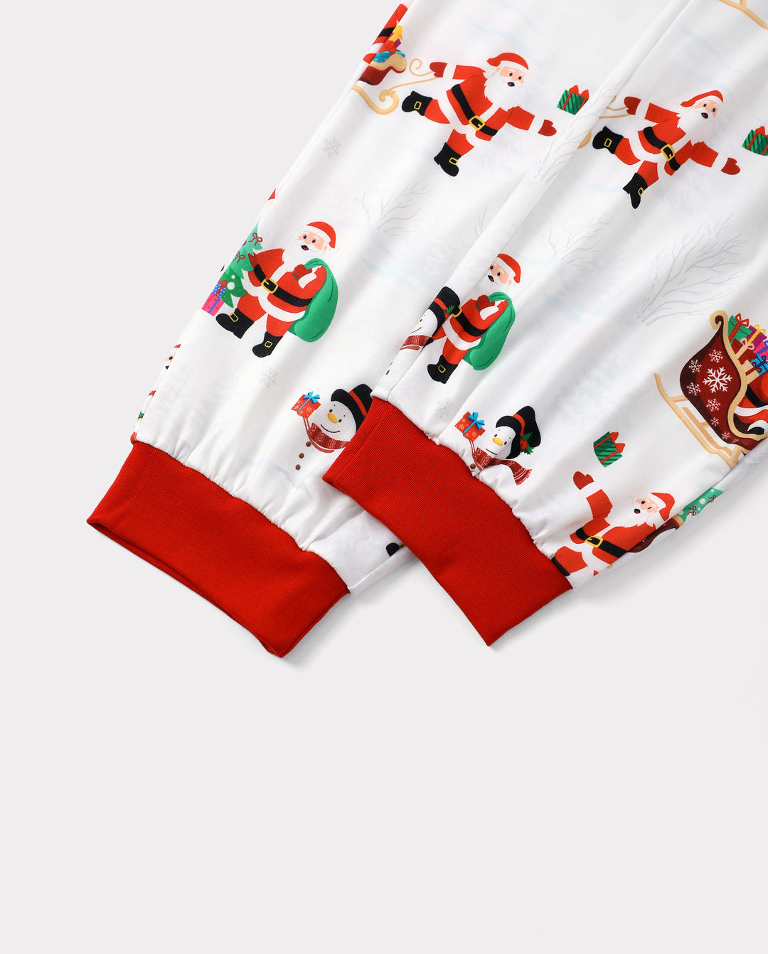 Family Matching Christmas Pajamas Reindeer & Santa Claus Print White Plus Size RED/WHITE