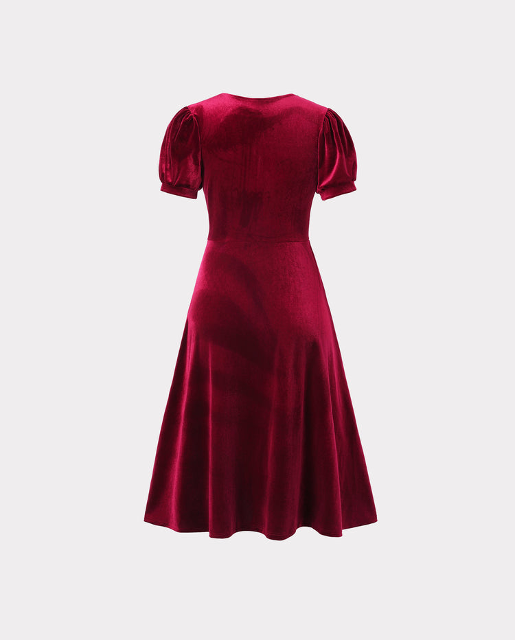 Family Matching Vintage Party Outfits Red Burgundy