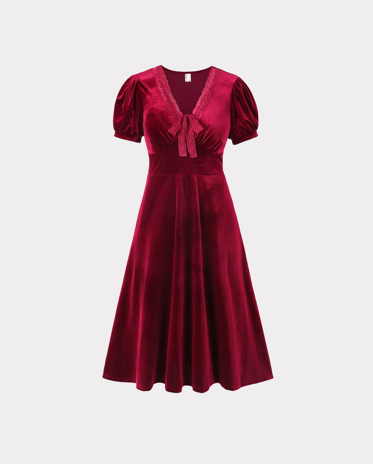 Family Matching Vintage Party Outfits Red Burgundy