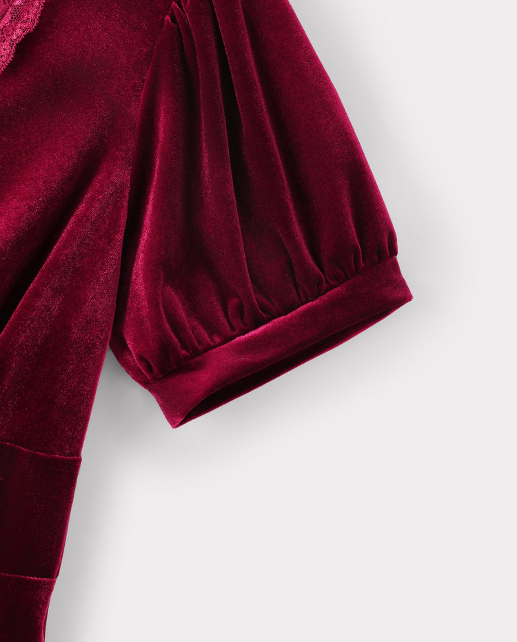 Family Matching Vintage Party Outfits Red Burgundy