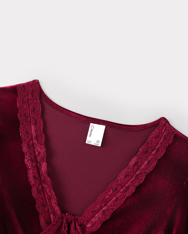 Family Matching Vintage Party Outfits Red Burgundy