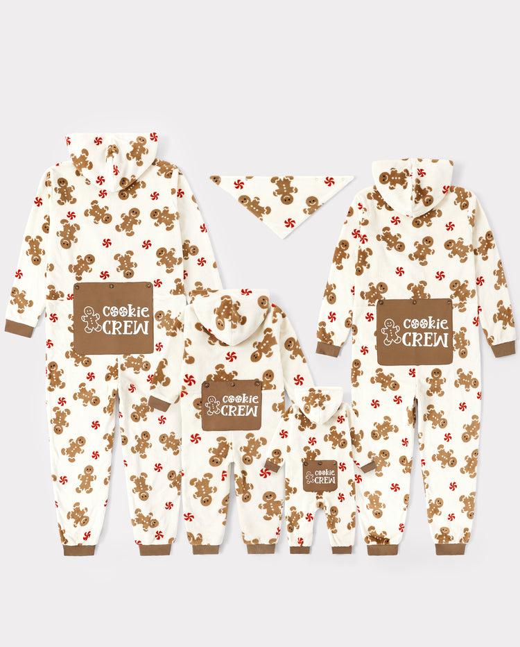 Pyjama de Noël assorti pour toute la famille, imprimé pain d’épice, combinaison en polaire corail