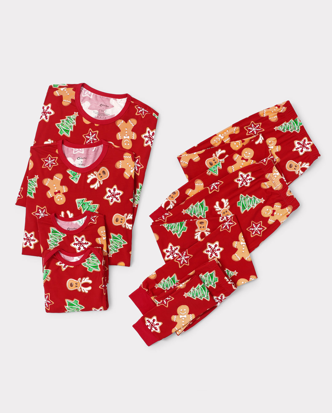 PatPat Family Matching Christmas Pajamas Bamboo Gingerbread & Xmas TreeRed