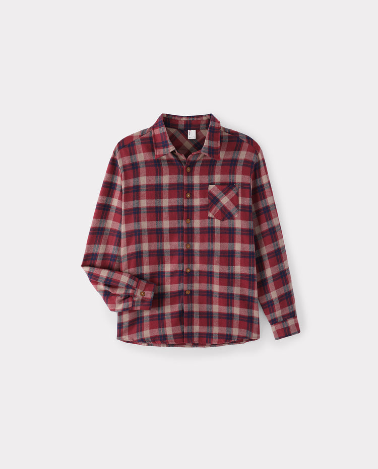 Family Matching Polka Dot Mesh Tiered Dresses & Plaid Long-Sleeve Shirts