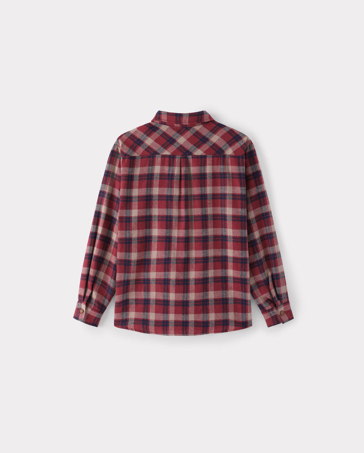 Family Matching Polka Dot Mesh Tiered Dresses & Plaid Long-Sleeve Shirts