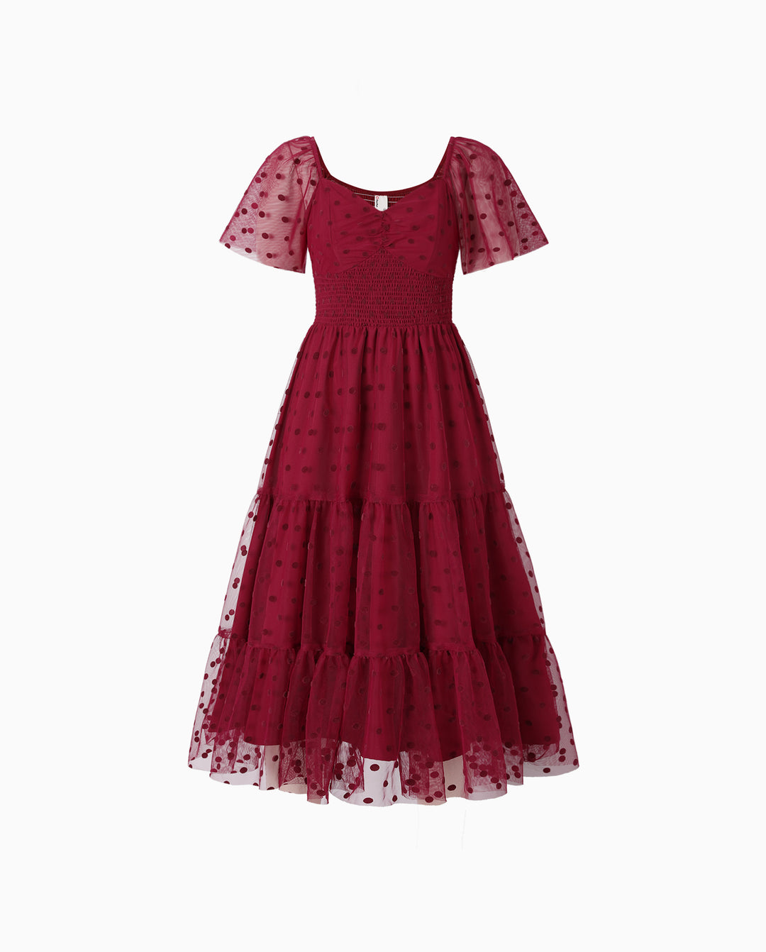 Family Matching Polka Dot Mesh Tiered Dresses & Plaid Long-Sleeve Shirts