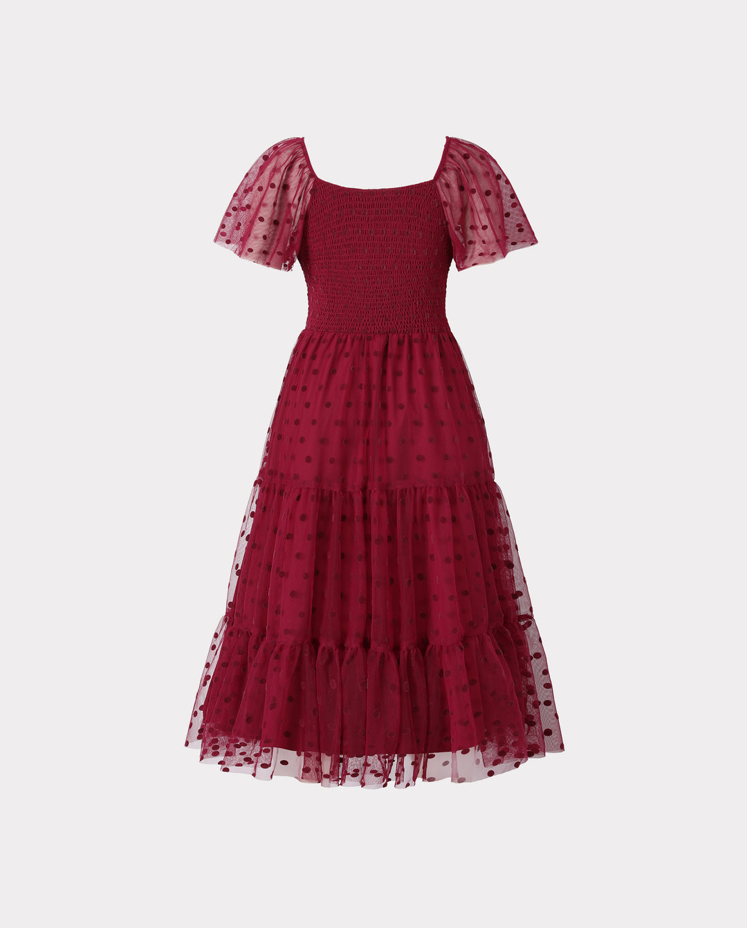 Family Matching Polka Dot Mesh Tiered Dresses & Plaid Long-Sleeve Shirts