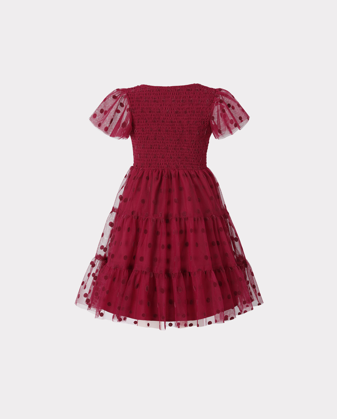 Family Matching Polka Dot Mesh Tiered Dresses & Plaid Long-Sleeve Shirts
