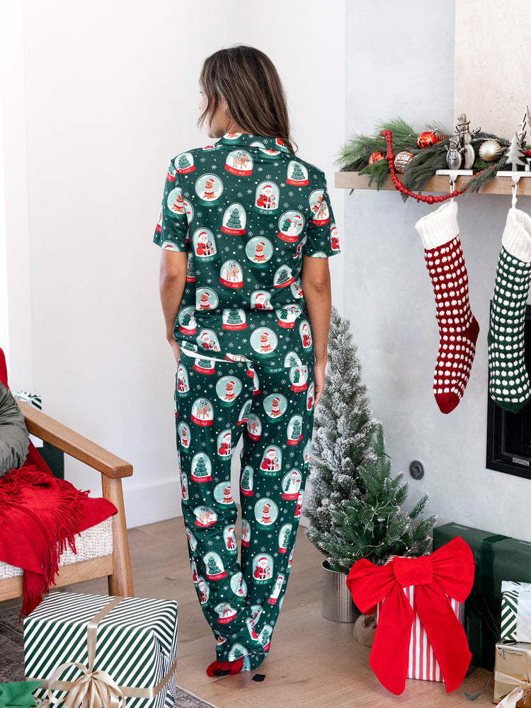 Ensemble pyjama de Noël assorti pour toute la famille, imprimé Père Noël, turquoise