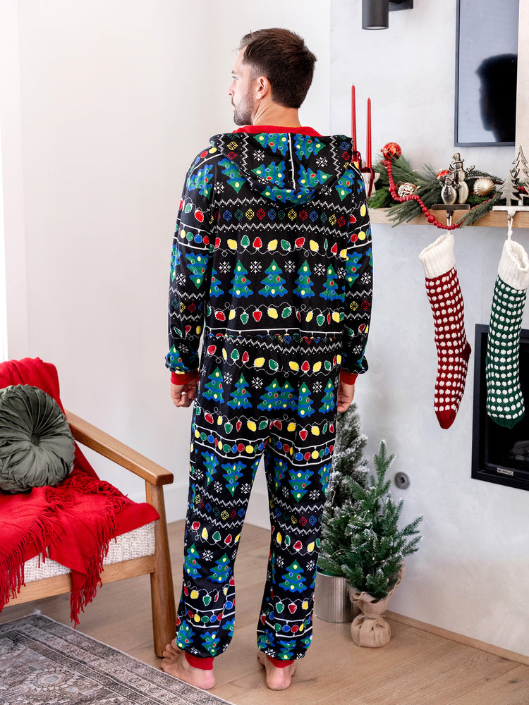 Ensemble pyjama de Noël assorti pour toute la famille, imprimé sapin de Noël et chaussettes de Noël noires
