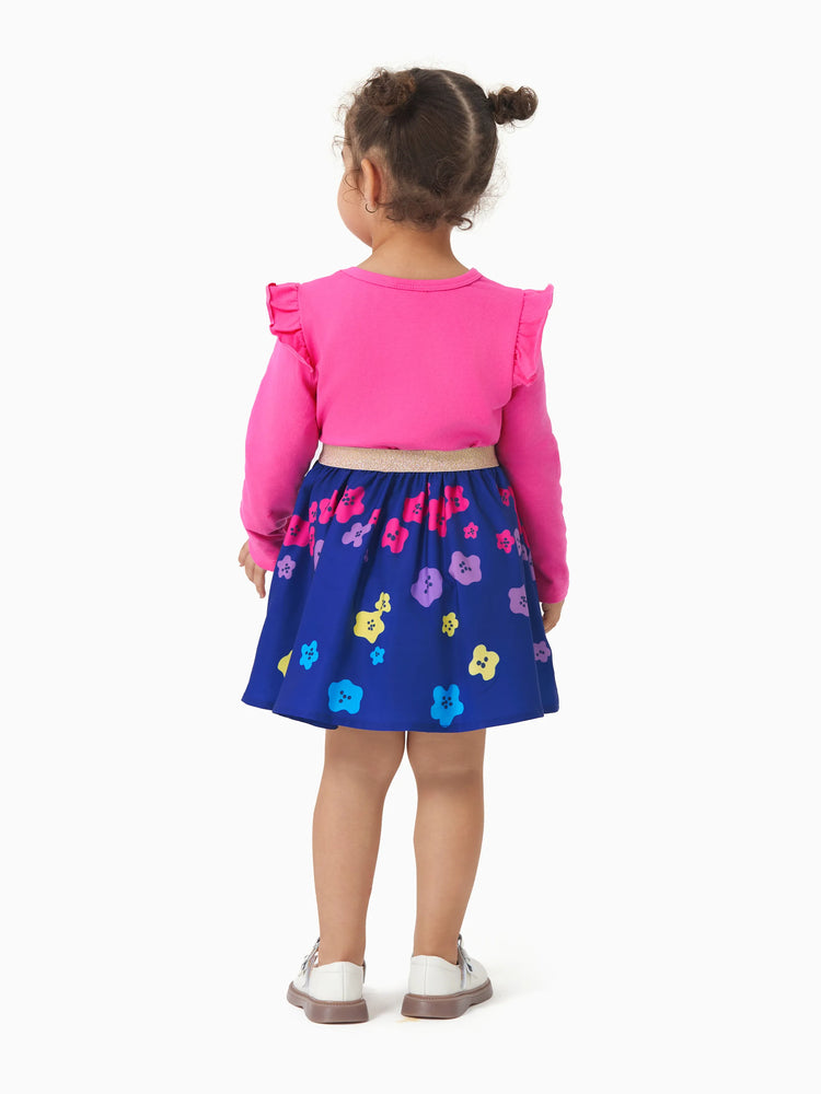 Ensemble 2 pièces Peppa Pig pour petite fille, t-shirt à manches longues et jupe à motif donuts aux fraises, rose vif