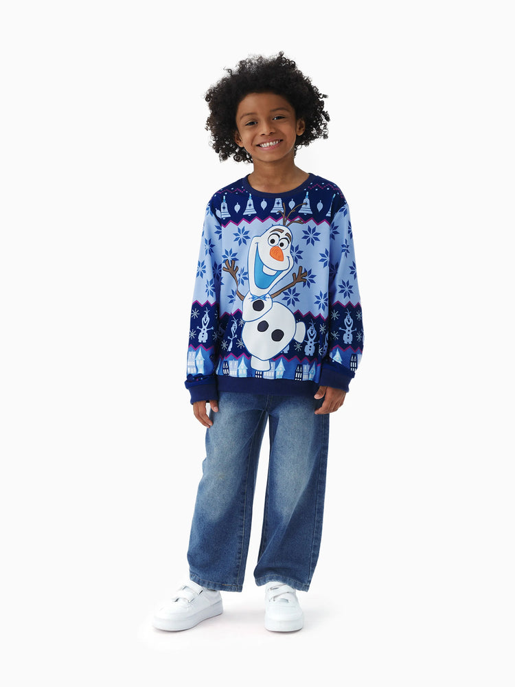 Disney Frozen Famille assortie 1 pièce Noël Elsa Anna Olaf motif flocon de neige haut à manches longues multicolore