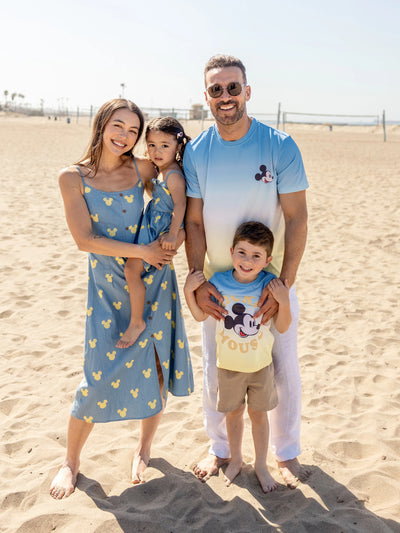 Robe/combinaison/t-shirt en jean à imprimé Mickey Mouse de Disney et ses amis, bleu