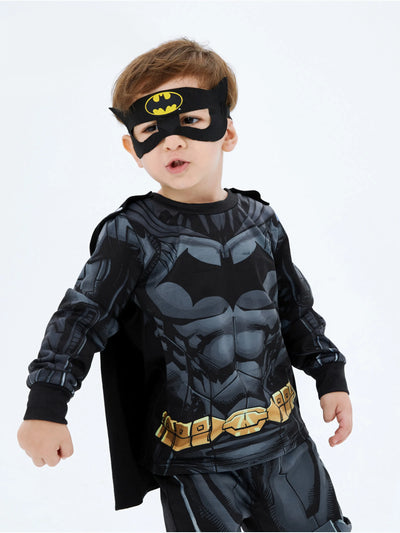 Justice League Toddler Boy Superman/Batman 3pcs Cosplay Costume with Removable Cloak Set Grey