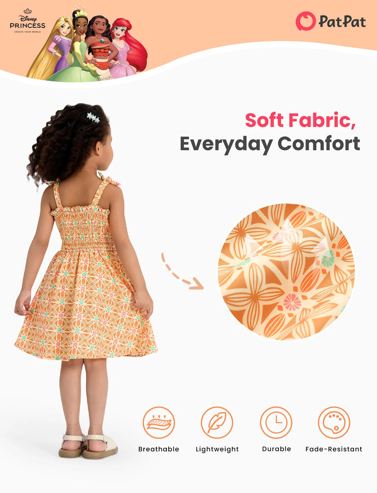 Disney Princess Toddler Girl Moana Smocking Dress Orange