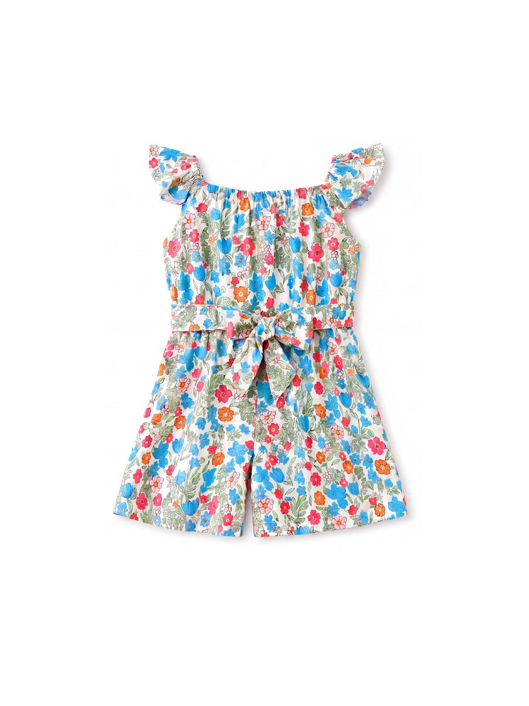 Fresh Market Toddler Girl Floral Bow Romper Blue