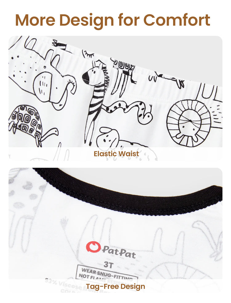 Pyjama de Noël/Halloween 2 pièces en bambou avec imprimé enfantin pour bébé/enfant (coupe ajustée) noir