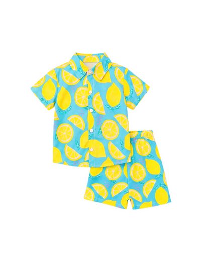 Fresh Market Baby Boy Pineapple Shirt & Shorts Set Turquoise