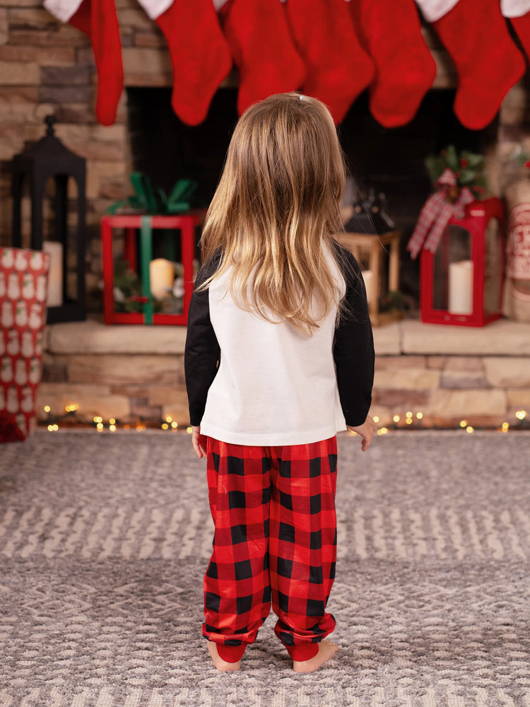 Ensemble pyjama de Noël assorti pour toute la famille, imprimé Père Noël, manches raglan et chaussettes de Noël (certifié SGS) rouge