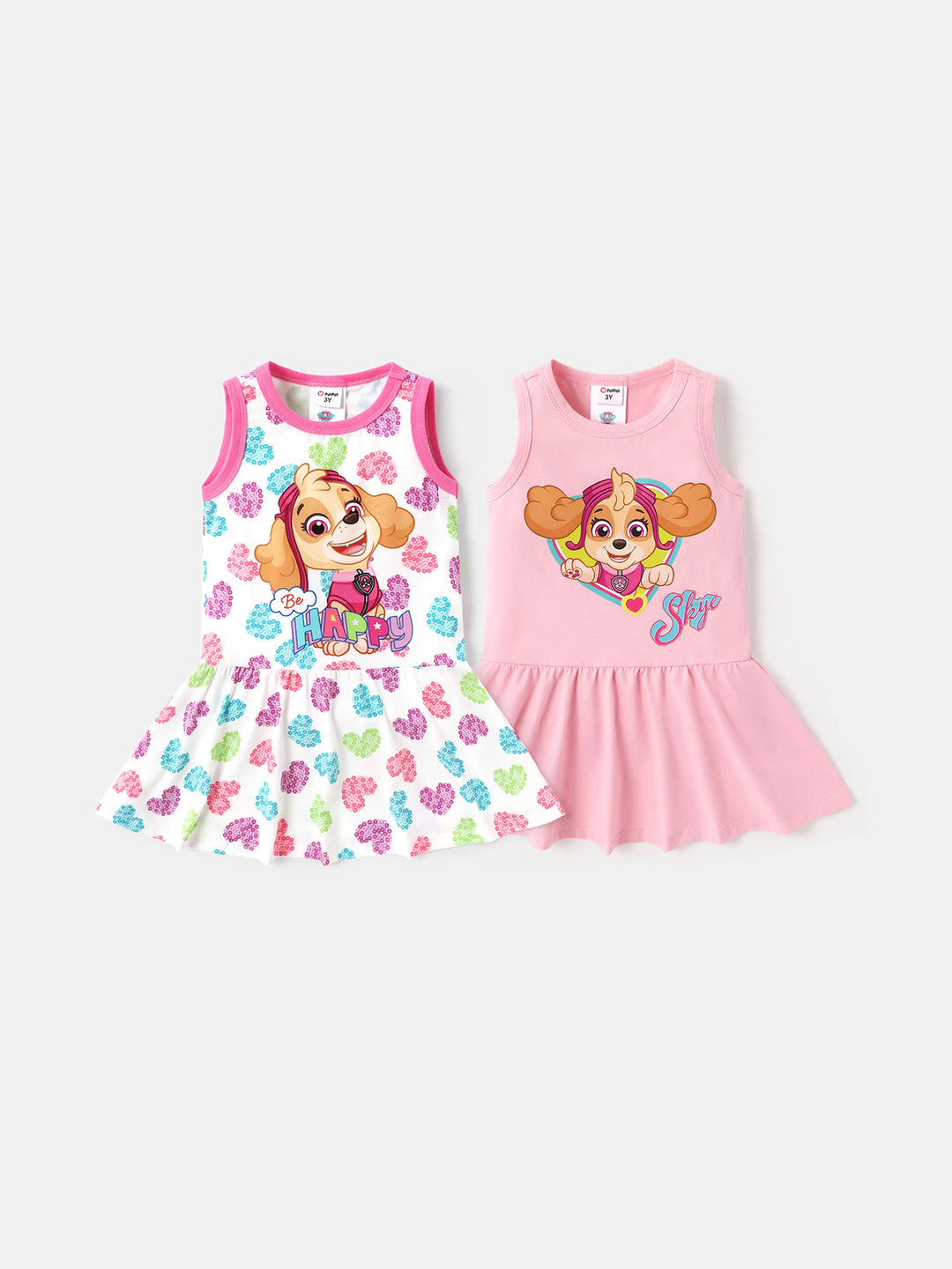 paw patrol kleinkind mädchen herzdruck baumwolle ärmelloses kleid Mehrfarbig
