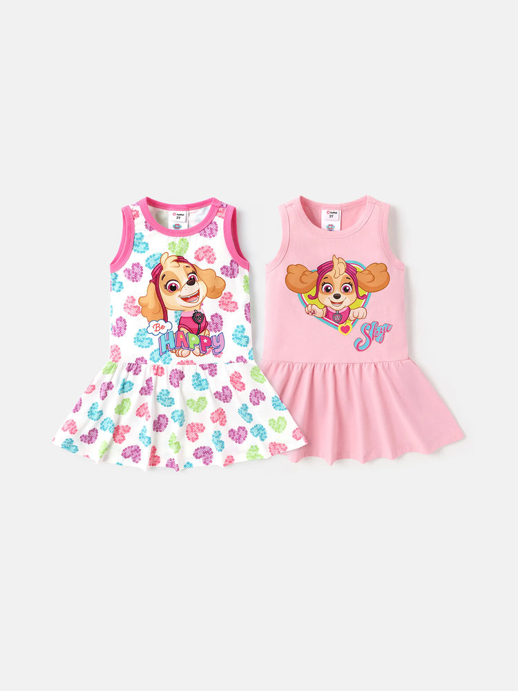 PAW Patrol Toddler Girl Skye Heart Print Naia/Cotton Sleeveless Dress Multi-color