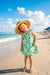 Ocean Vibes Baby Girl Tropical island Leaf Print Dress Green