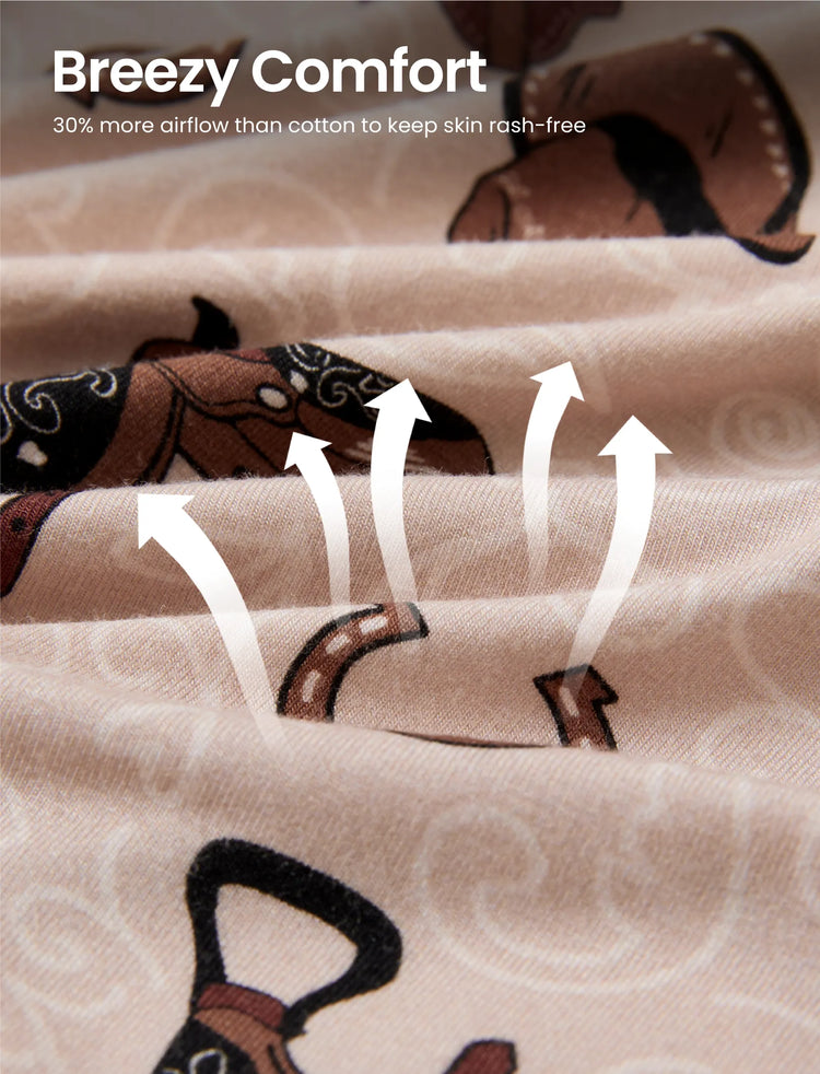 Pyjama de Noël/Halloween pour tout-petits/enfants, ensemble de pyjama 3 pièces en bambou, look 2 en 1 pour 4 saisons (ajustement parfait) marron